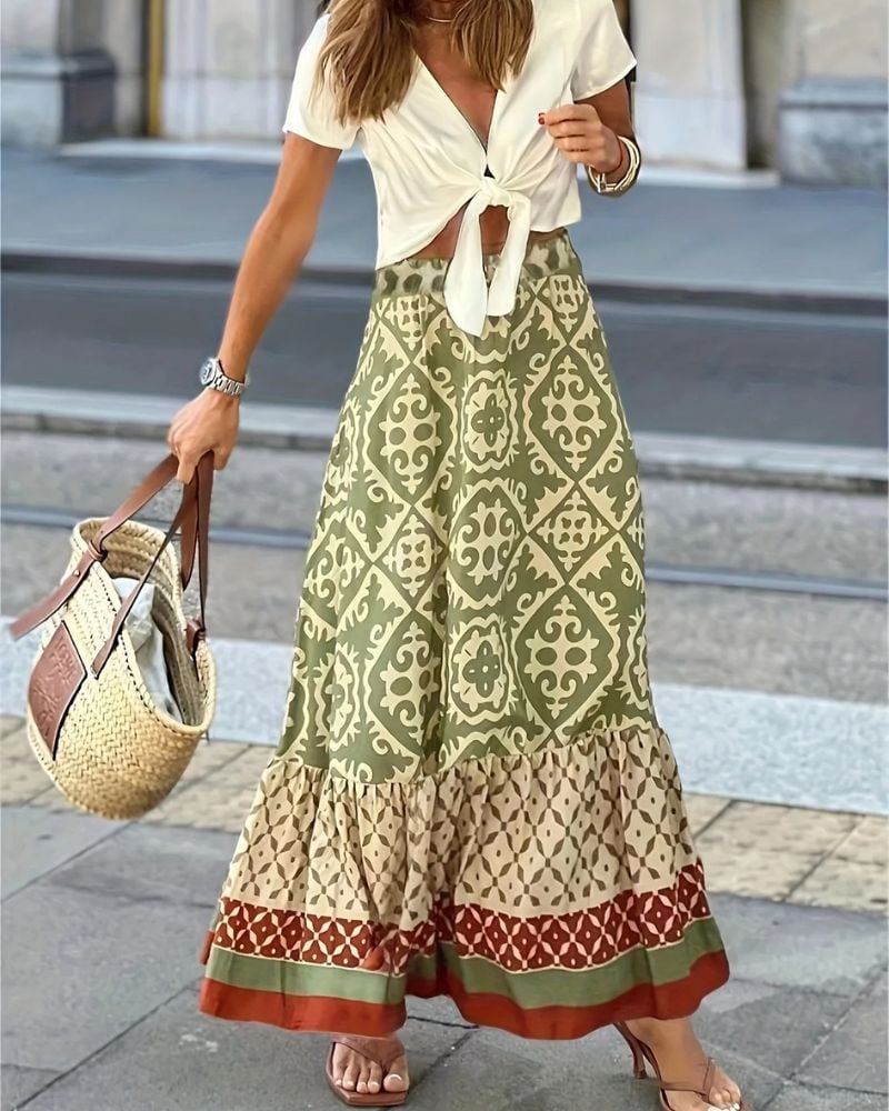 Beige Boho Skirt