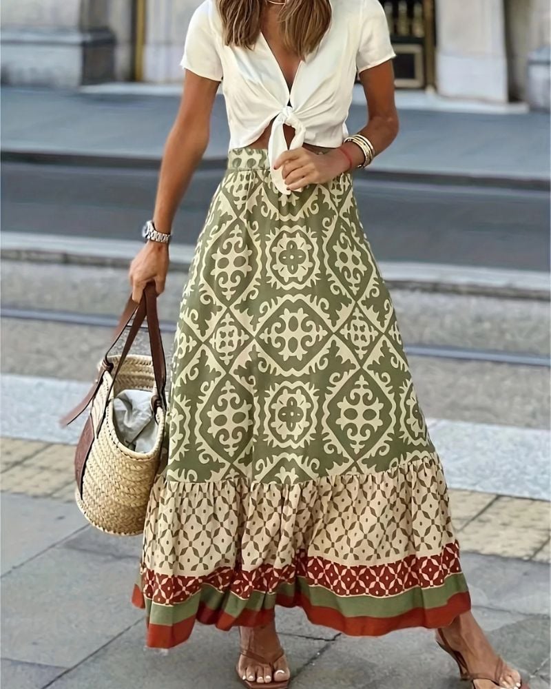 Beige Boho Skirt