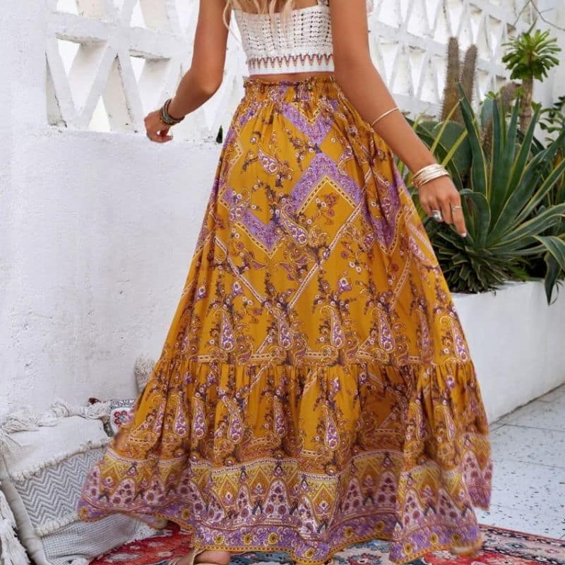 Mustard Maxi Boho Skirt