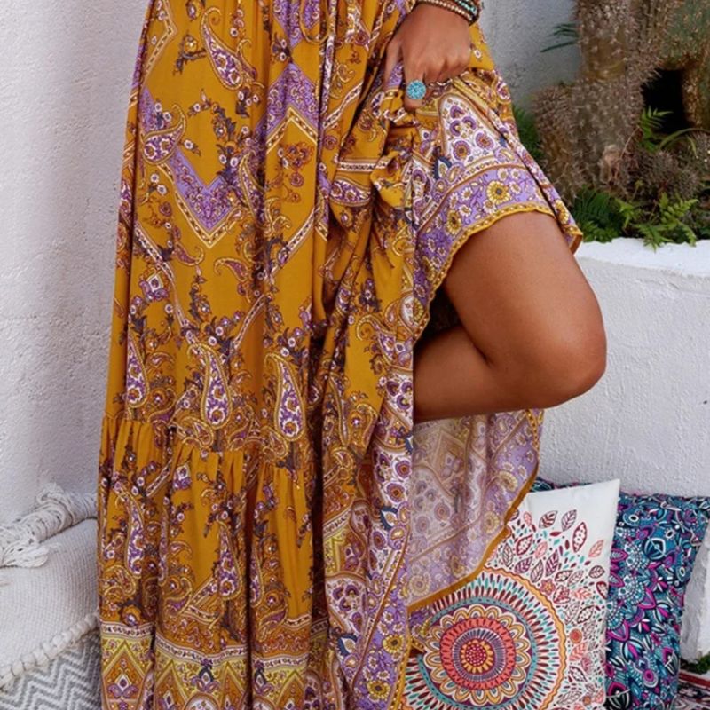 Mustard Maxi Boho Skirt