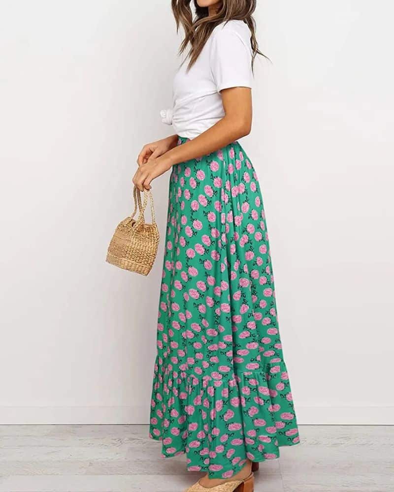Boho Print Maxi Skirt
