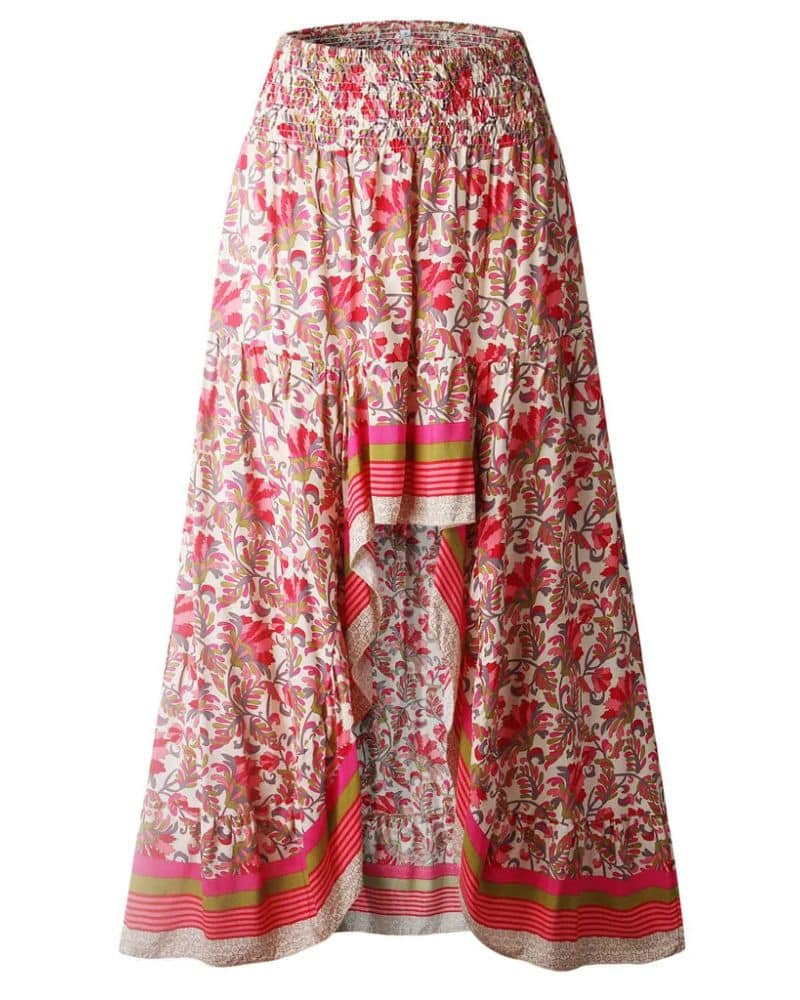 Boho Floral Print Maxi Skirt