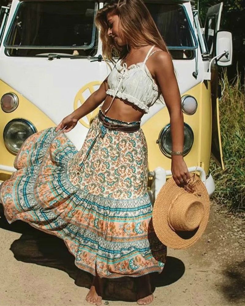Vintage Boho Maxi Skirt