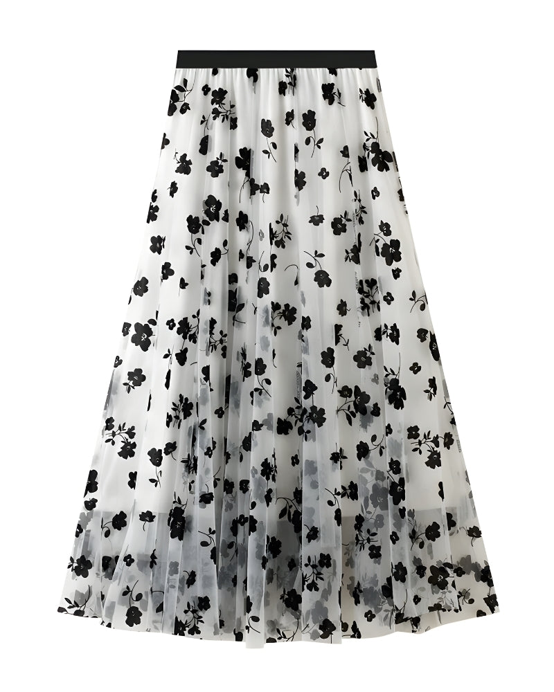 Boho Midi Skirt White