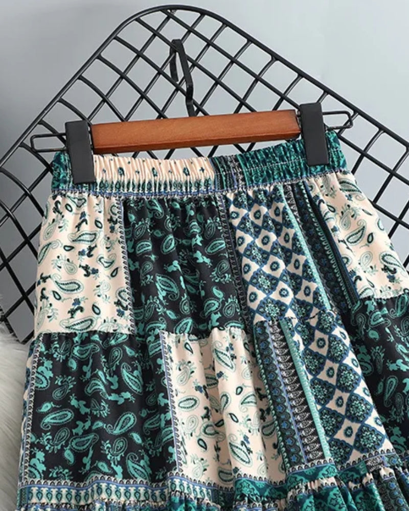 Green Boho Skirt