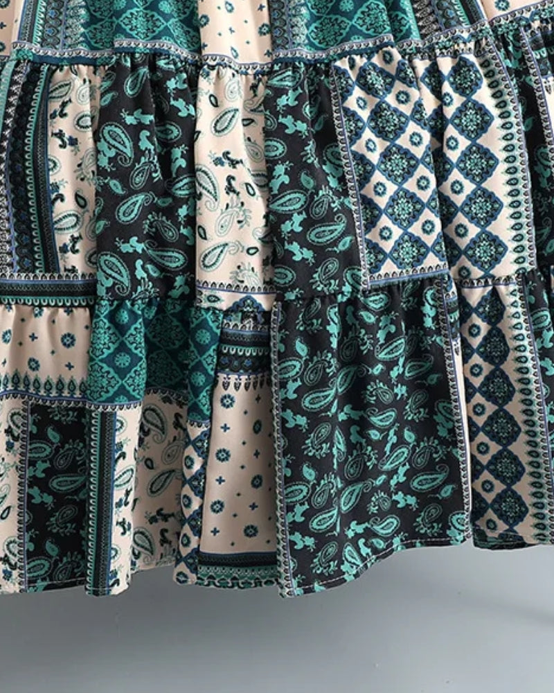 Green Boho Skirt