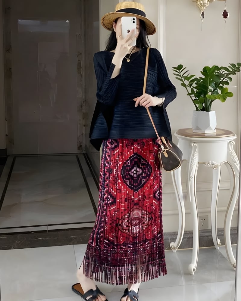 Boho Red Skirt