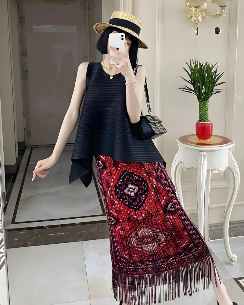 Boho Red Skirt