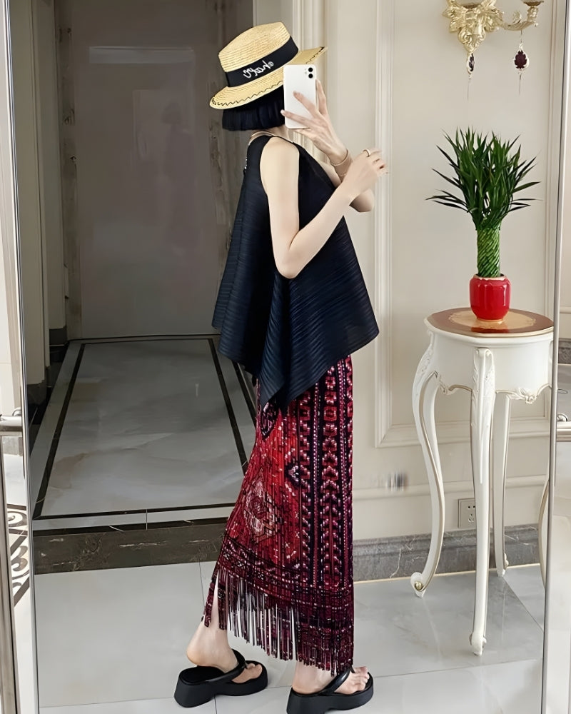 Boho Red Skirt