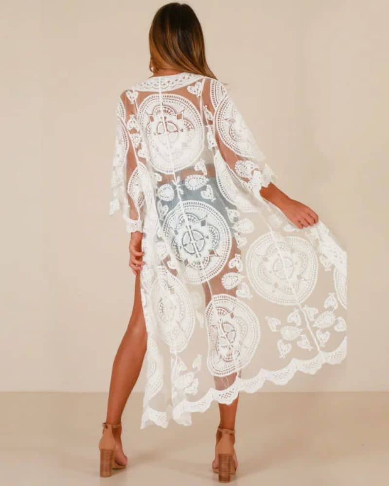 Embroidered Sheer Kimono