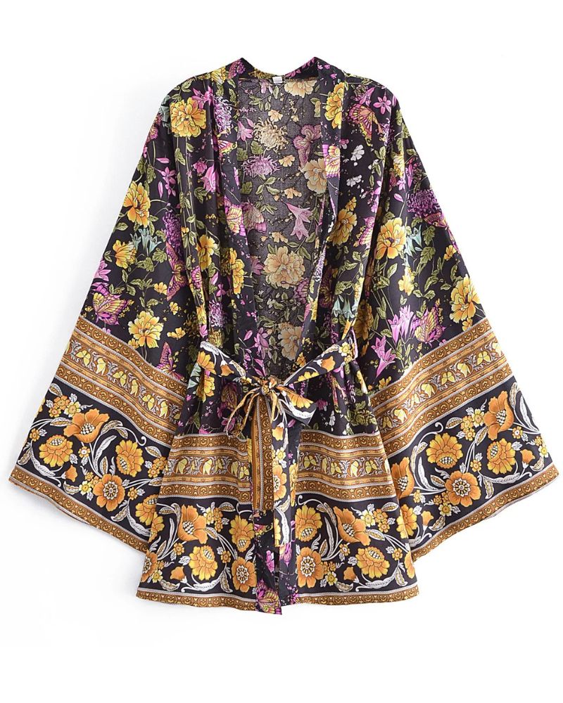 Black Floral Kimono