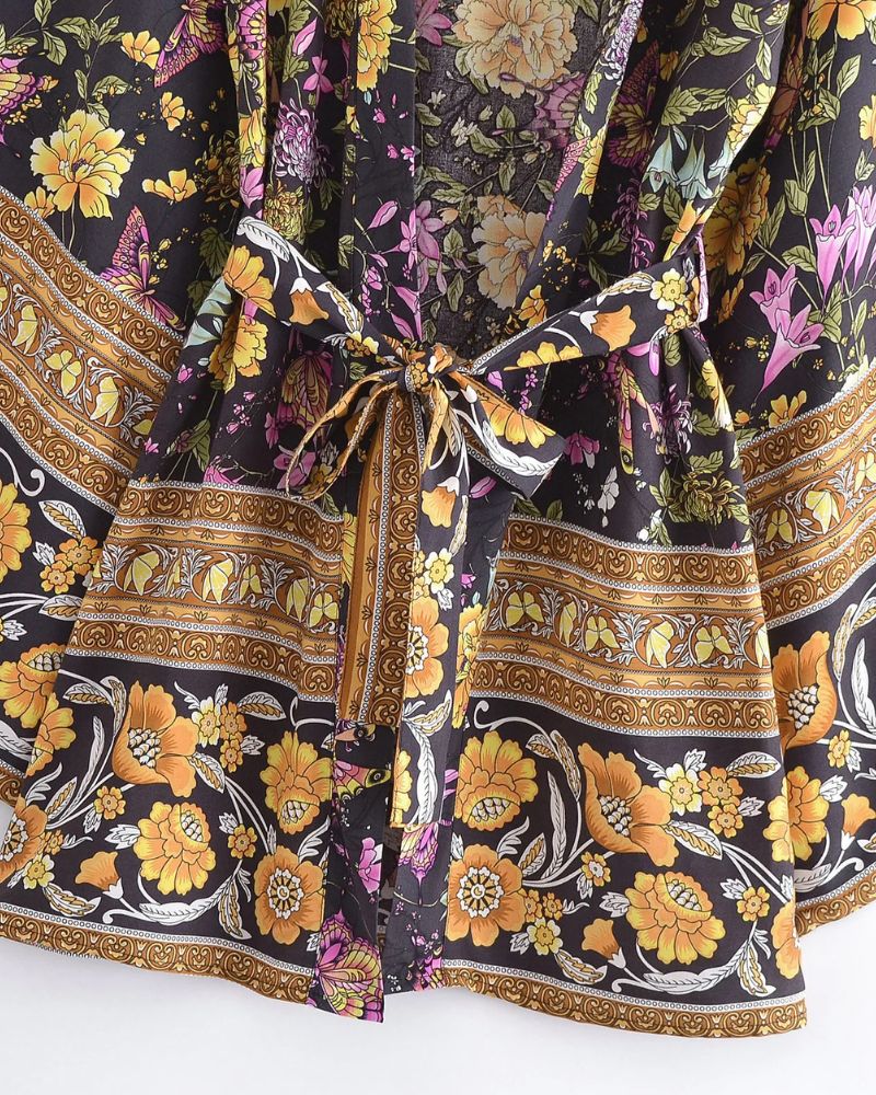Black Floral Kimono