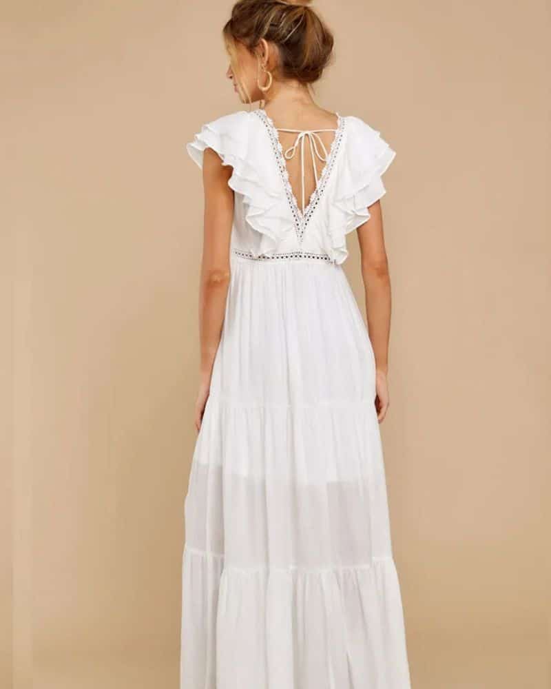 White Tiered Ruffle Maxi Dress