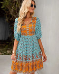 Blue Floral Tiered Dress