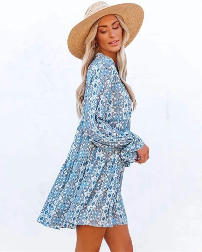 Blue Tiered Dress