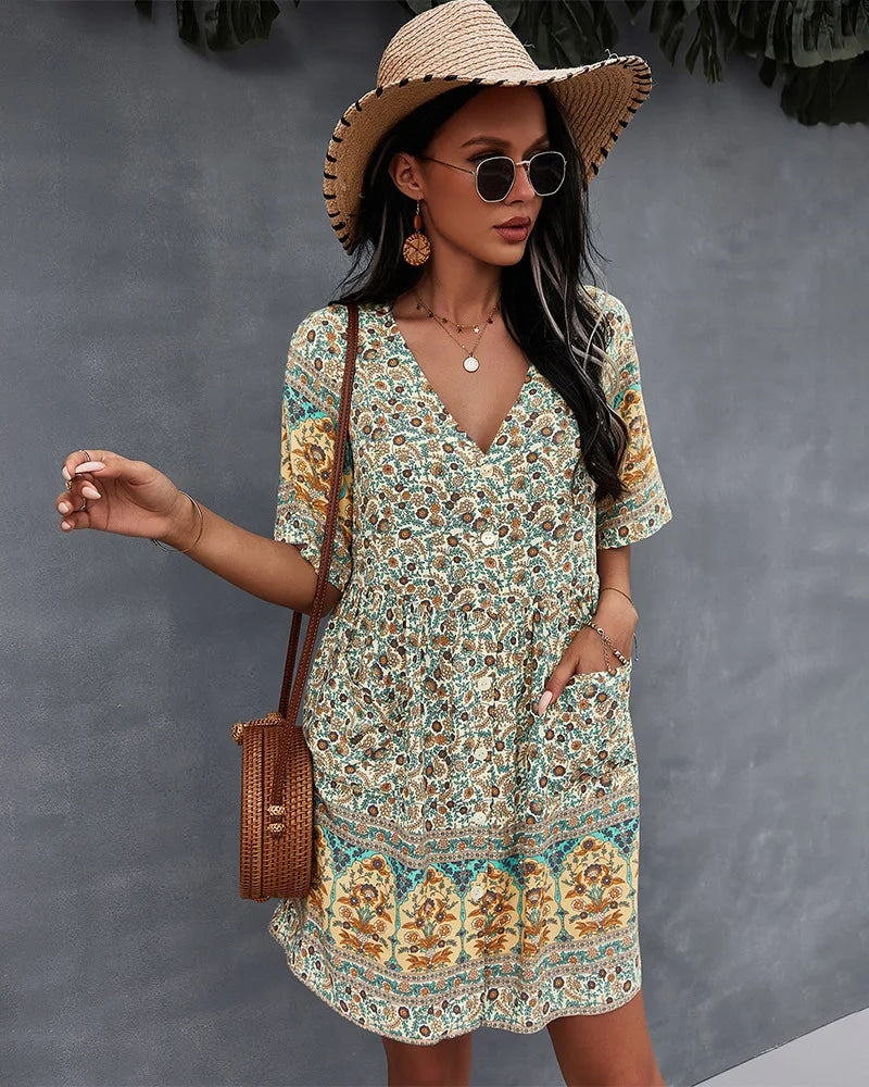 Yellow Flowy Mini Dress