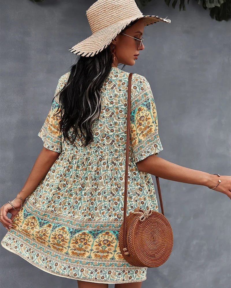 Yellow Flowy Mini Dress