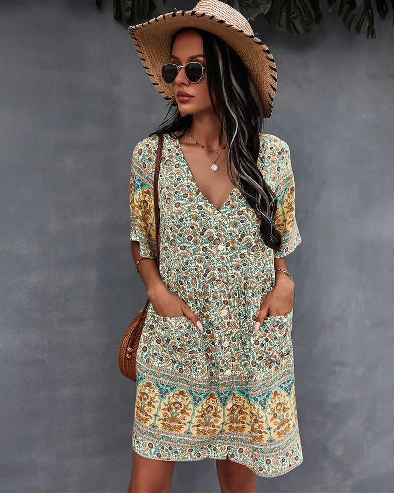 Yellow Flowy Mini Dress