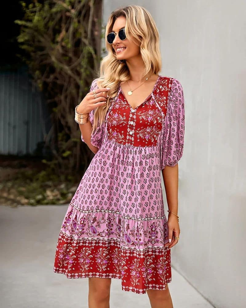 Puff Sleeve Tiered Dress