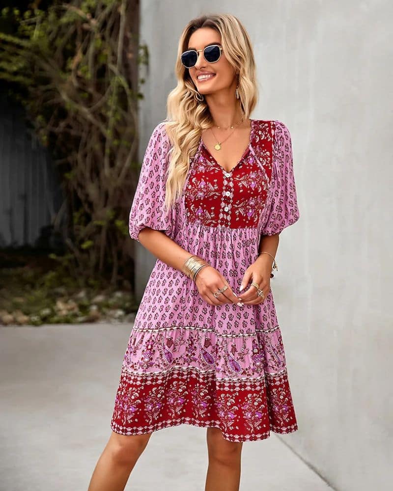 Puff Sleeve Tiered Dress