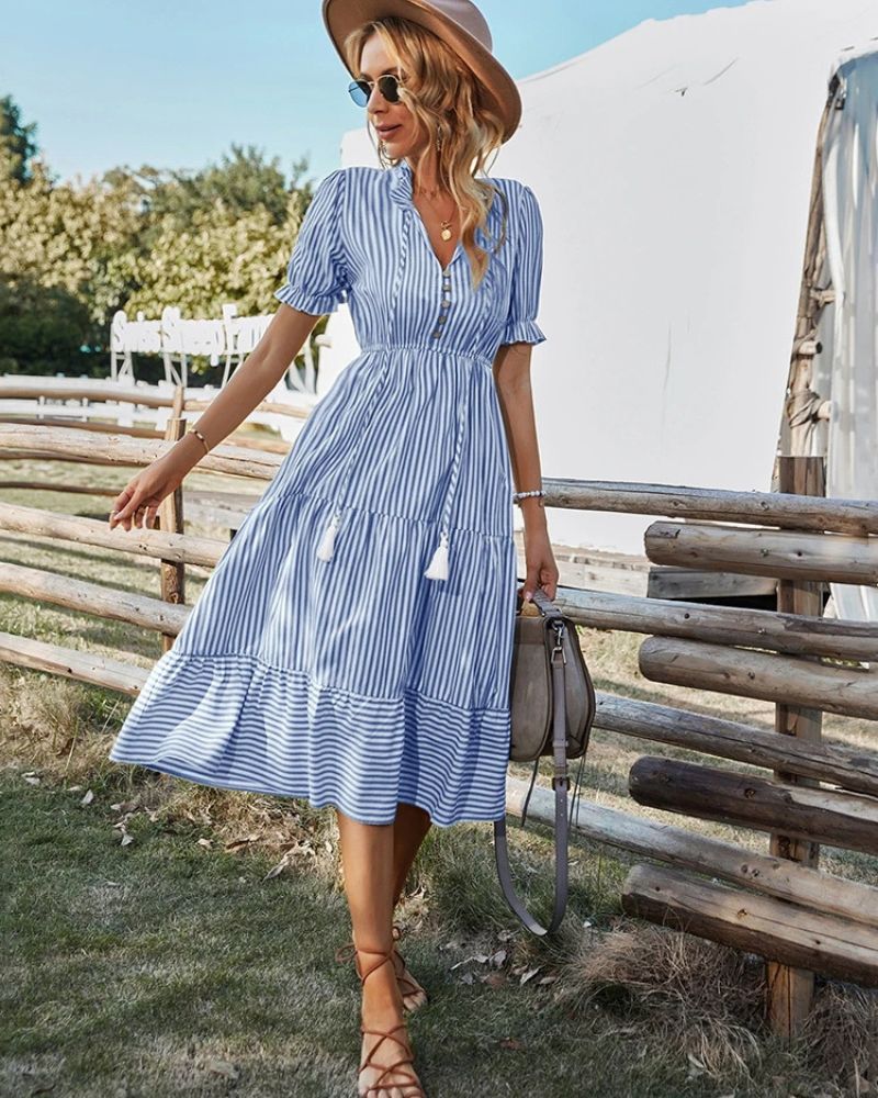 Cotton Tiered Midi Dress