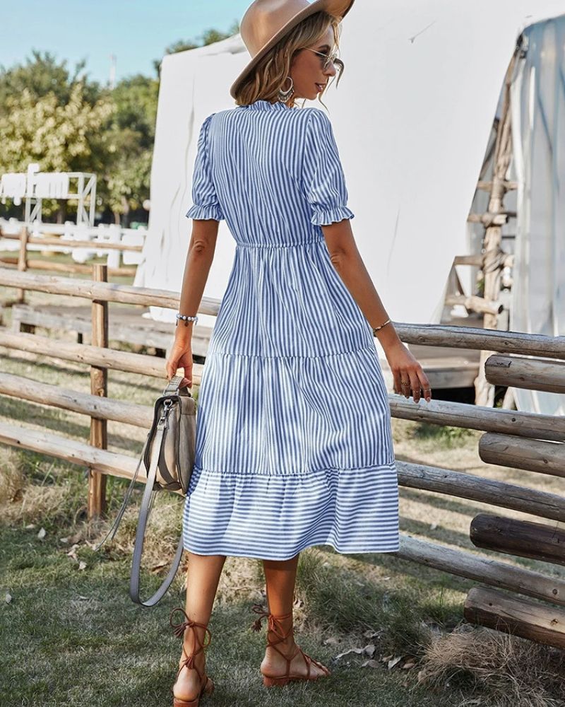 Cotton Tiered Midi Dress