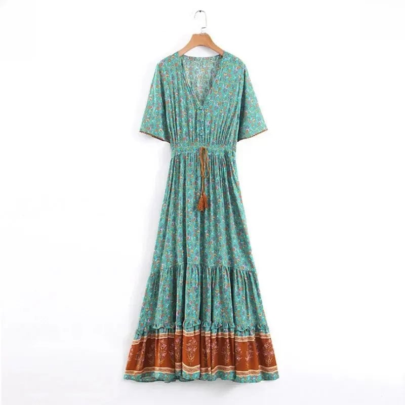 Short Sleeve Tiered Maxi Dress