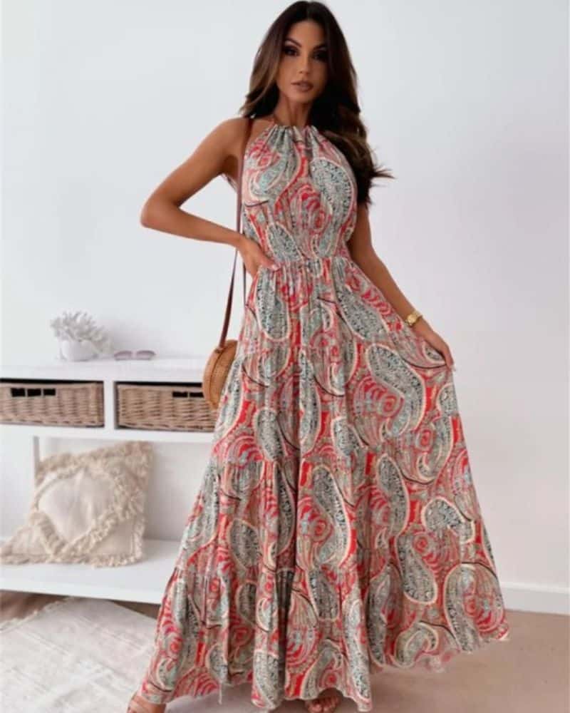 Red Boho Maxi Dress