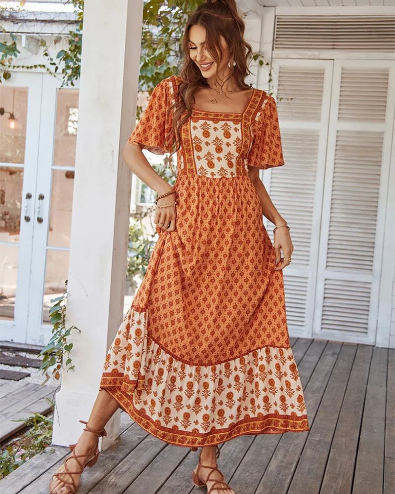 Flowy Cream Maxi Dress