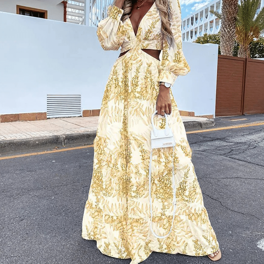 Tiered Long Sleeve Maxi Dress