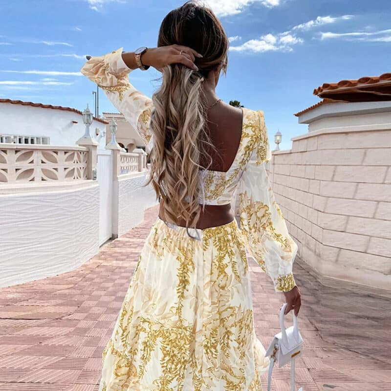 Tiered Long Sleeve Maxi Dress