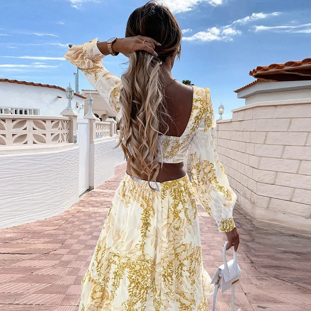 Tiered Long Sleeve Maxi Dress