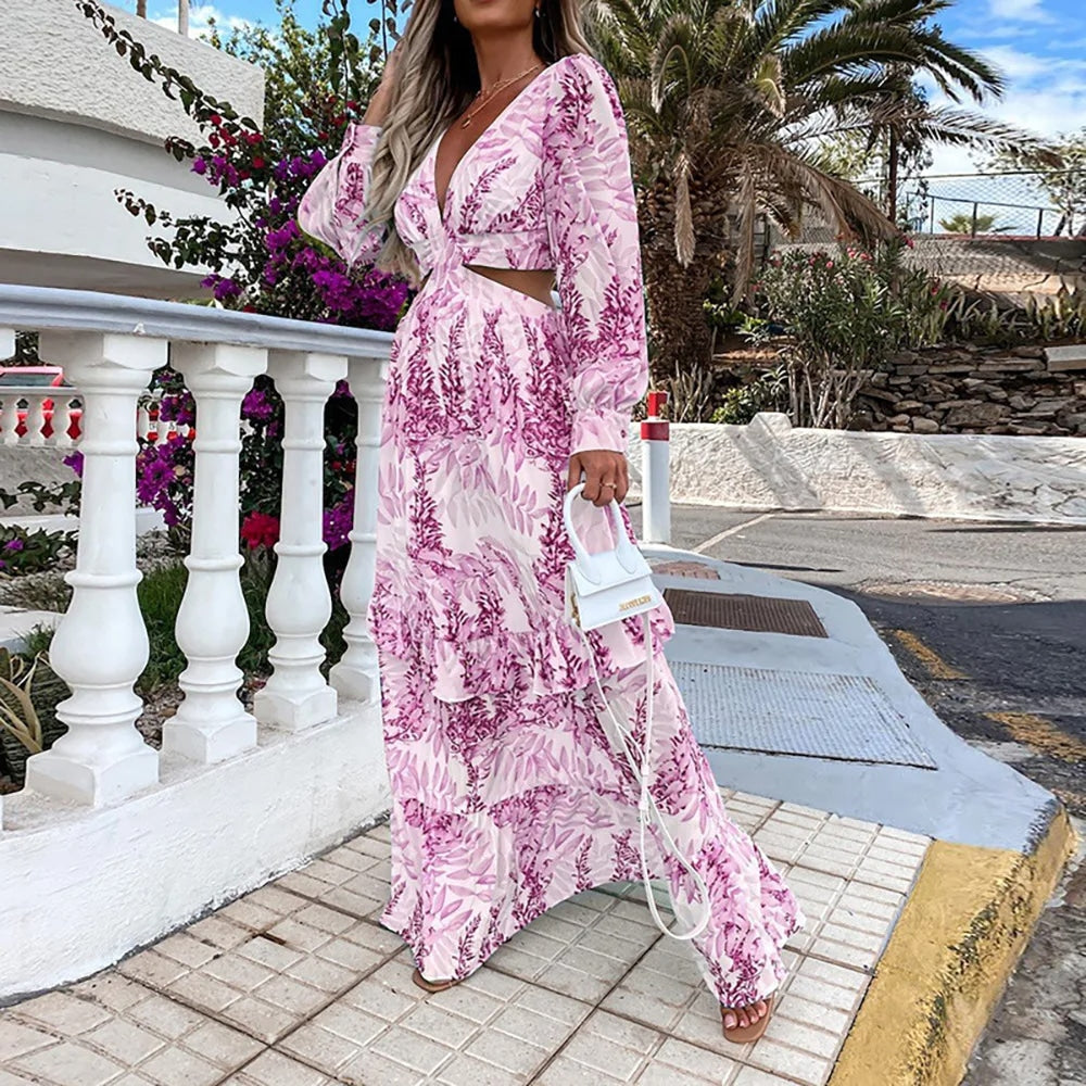 Tiered Long Sleeve Maxi Dress