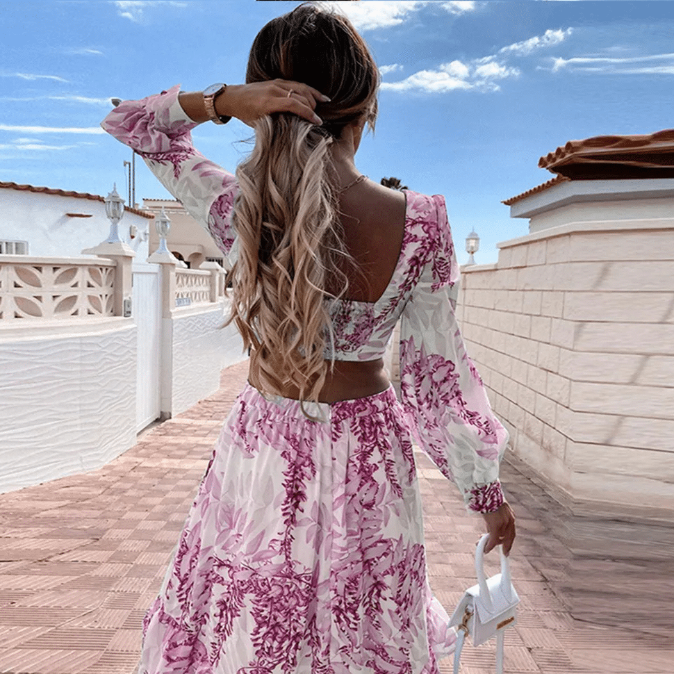 Tiered Long Sleeve Maxi Dress
