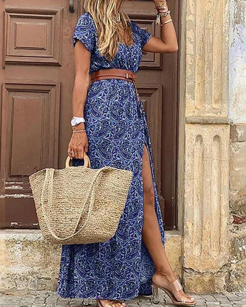 Maxi Dress Summer Blue Boho