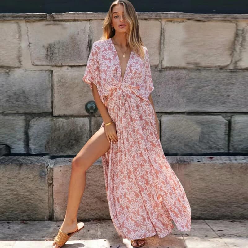 Boho V Neck Maxi Dress