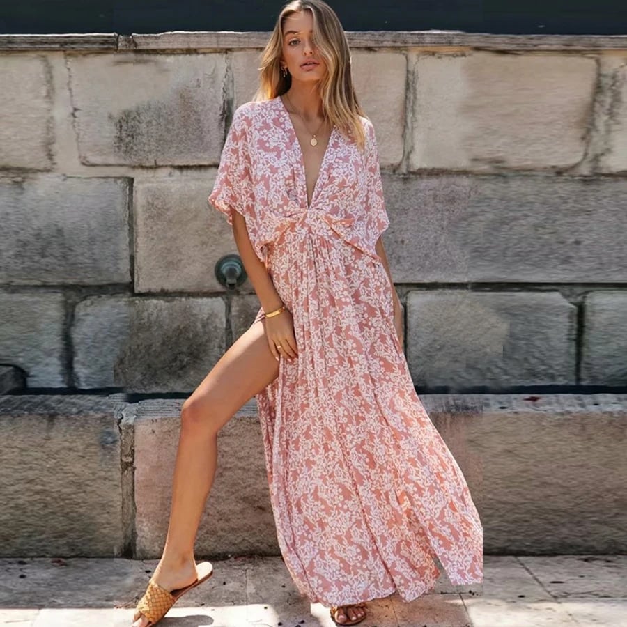 Boho V Neck Maxi Dress