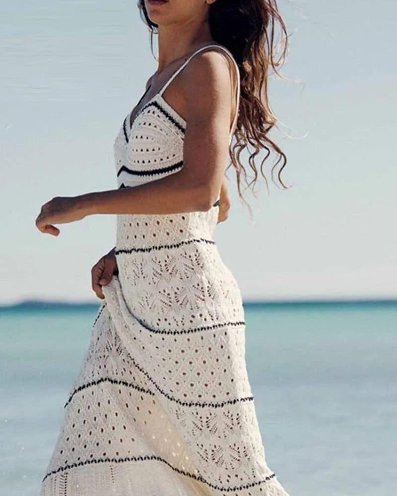 Black Crochet Maxi Dress