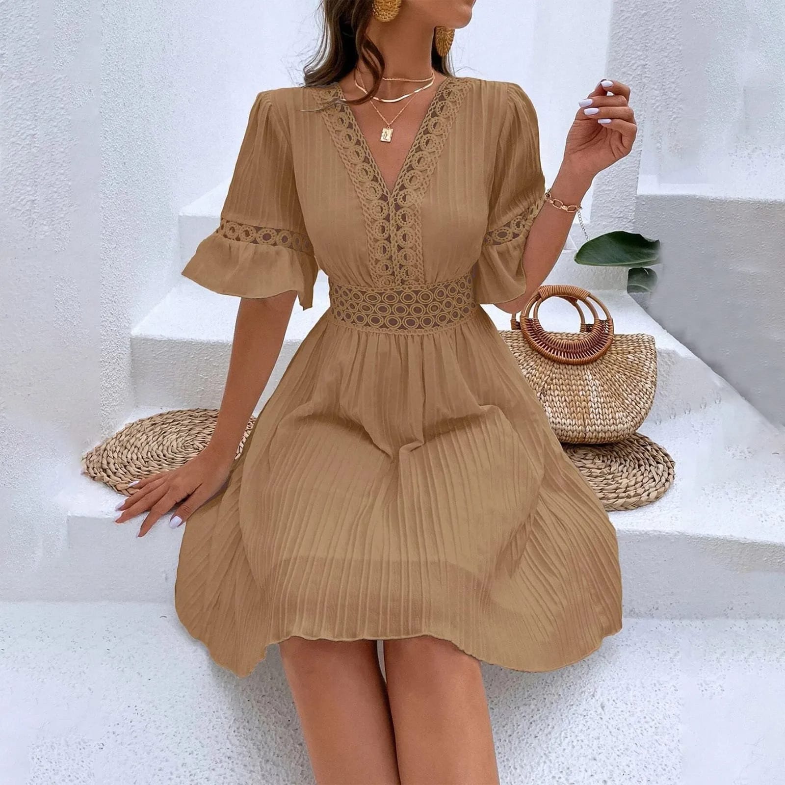 Boho Maternity Dress Short