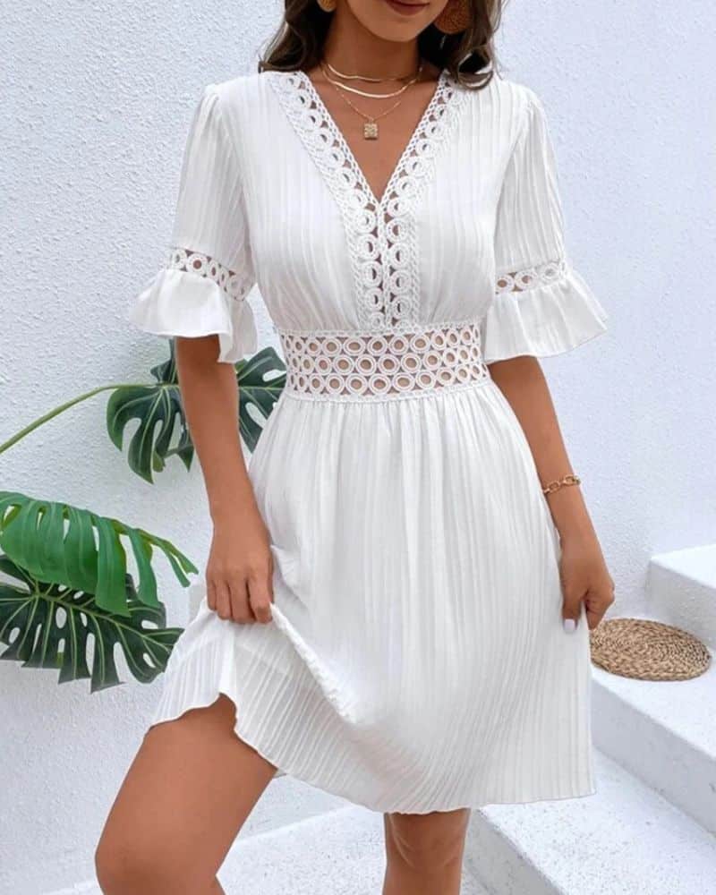 Short Sleeve Crochet Dress