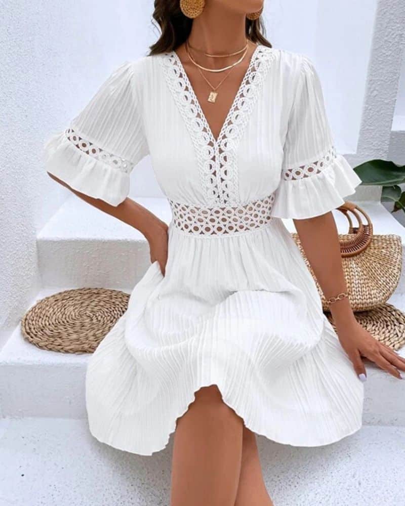 Short Sleeve Crochet Dress