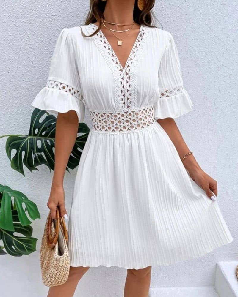 Short Sleeve Crochet Dress