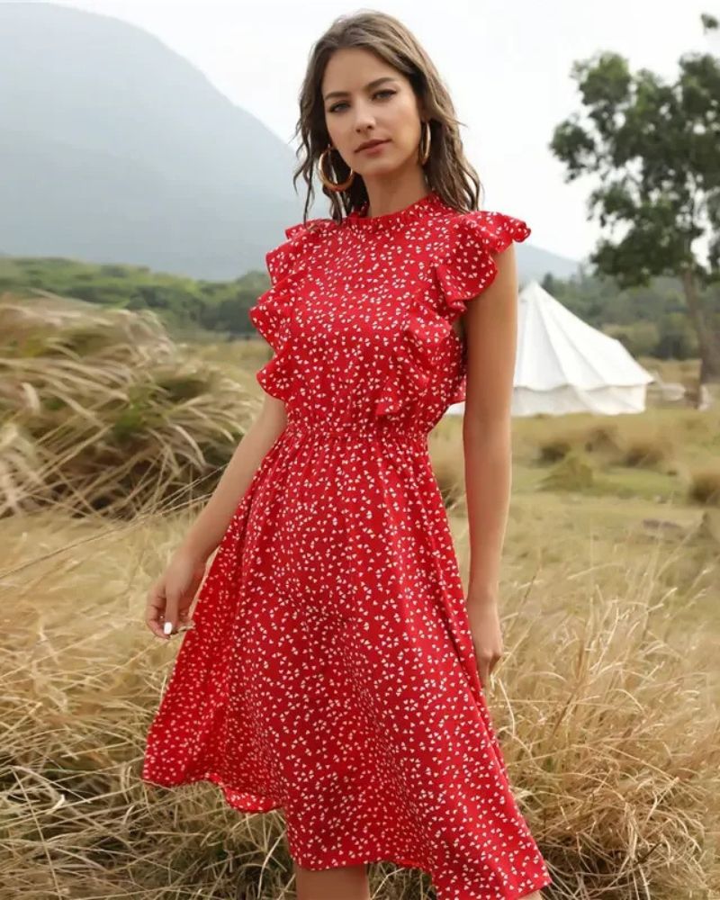 Boho Spring Ruffle Dress