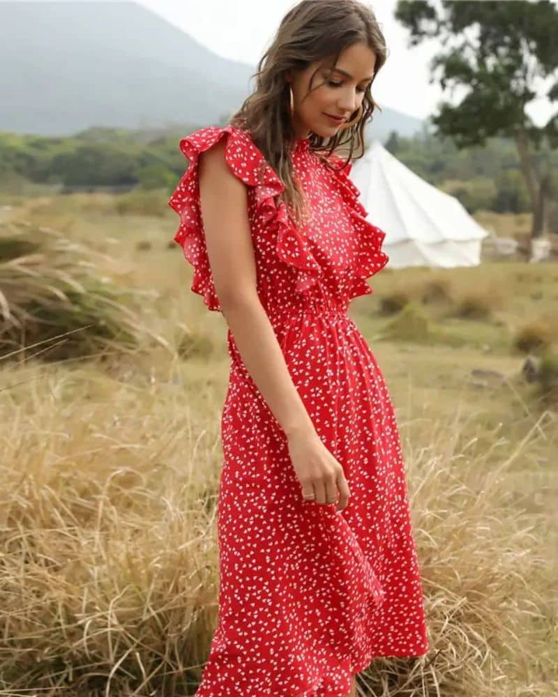 Boho Spring Ruffle Dress