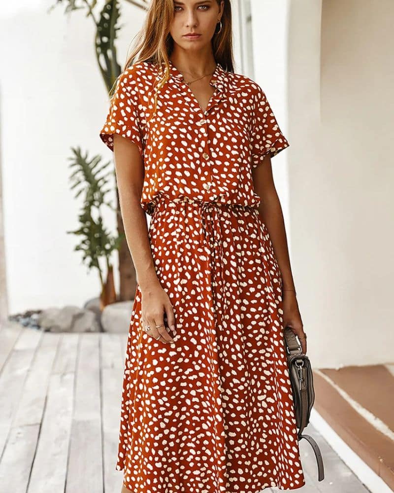 Red and White Boho Dress