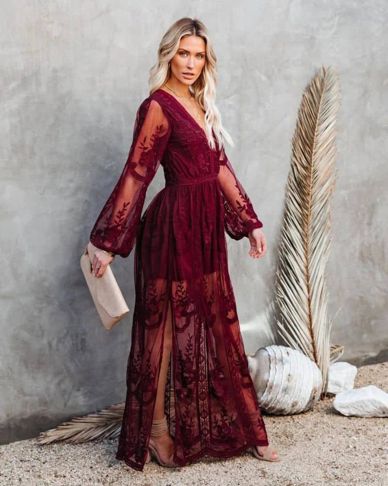 Burgundy Flowy Dress
