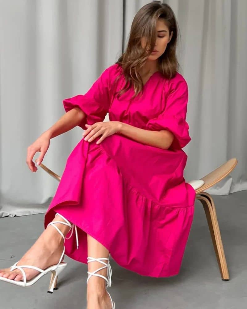 Flowy Cotton Midi Dress