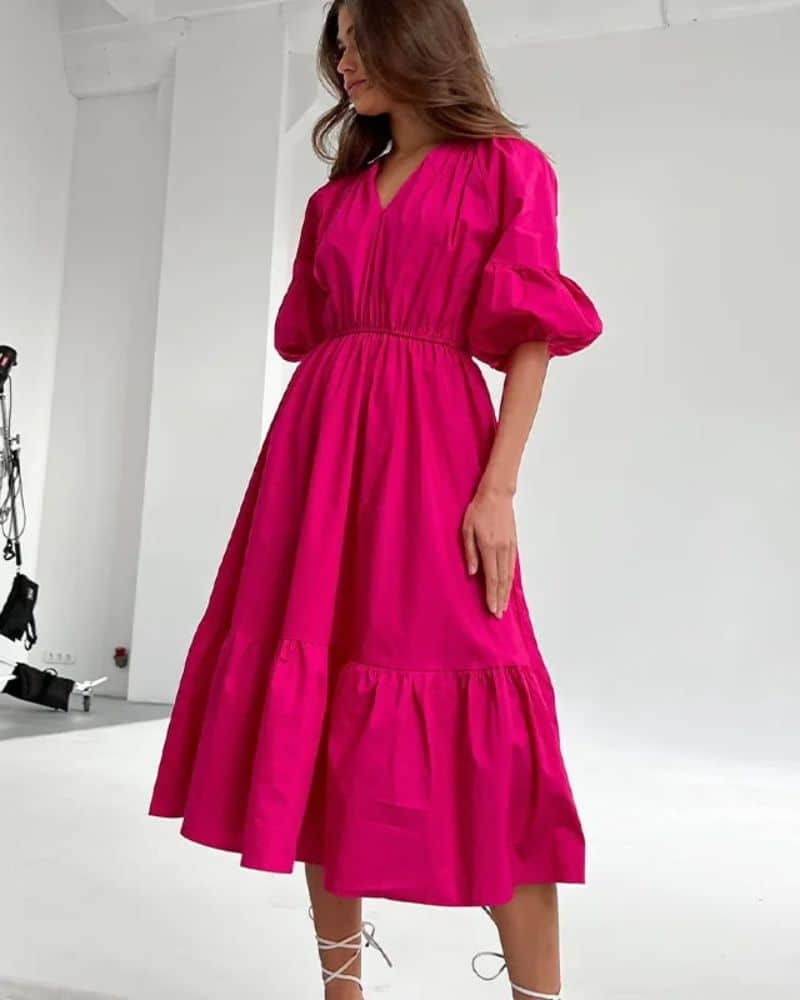 Flowy Cotton Midi Dress