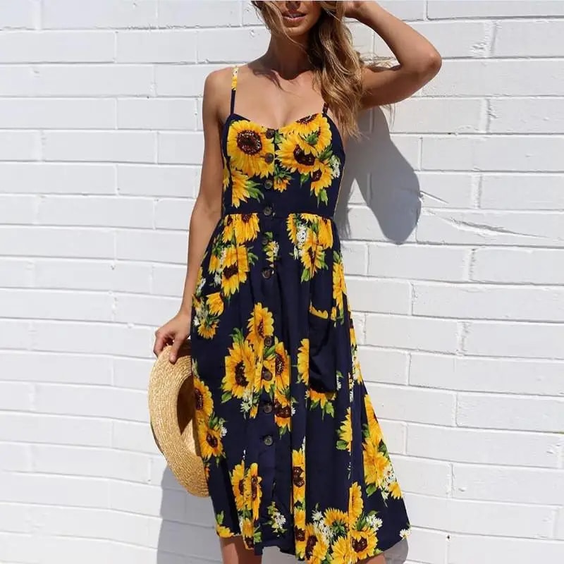 Bohemian Midi Dress for Petite Women