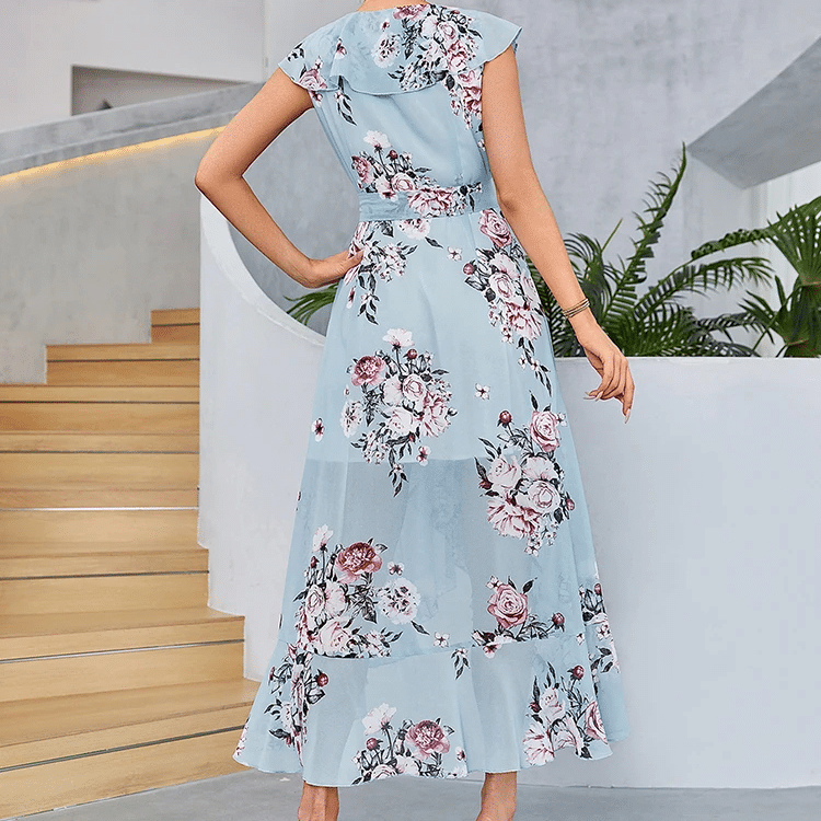 Blue Floral Flowy Dress